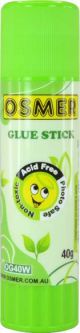 OSMER GLUE STICK - WHITE 40 GRAM - CARTON OF 200 - NO PLASTIC WRAP - BULK40W