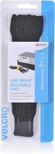 ONE WRAP - VELCRO® BRAND PREFORMED REUSABLE TIES -25 X 200M - 5 TIES - BLACK - V25564