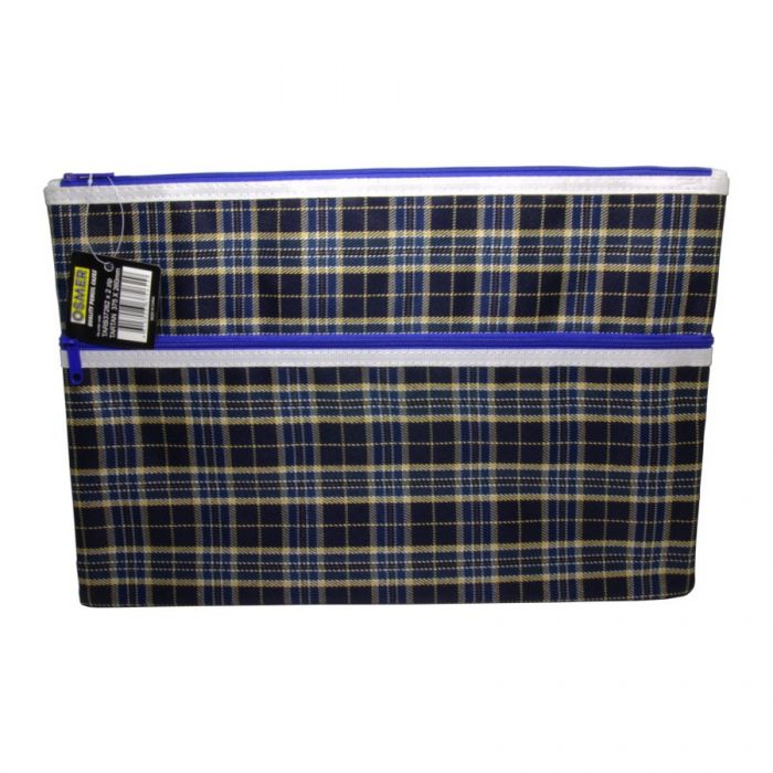 Tartan Blue Design Pencil Case Giant 37 5 X 26cm 2 Zip Tarb Tartan Blue Design Pencil Case Giant 37 5 X 26cm 2 Zip Tarb