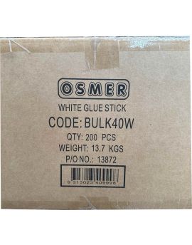 OSMER GLUE STICK - WHITE 40 GRAM - CARTON OF 200 - NO PLASTIC WRAP - BULK40W
