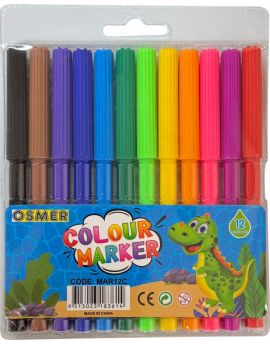 OSMER  WATER MARKER - 12 COLOUR WALLET - 1mm FINE TIP - MAR12C