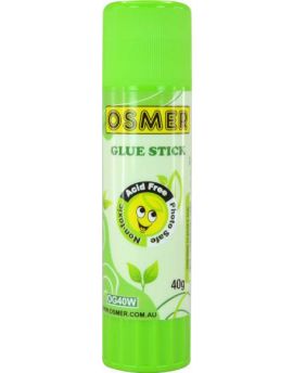 OSMER GLUE STICK - WHITE 40 GRAM - CARTON OF 200 - NO PLASTIC WRAP - BULK40W