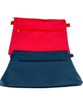 POLYESTER 600D HIGH QUALITY - 2 ZIP - RED & BLUE - 37 X 26 CM - POL3726RB