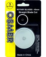 OSMER ROTARY WHEEL CUTTER BLADE - STRAIGHT - PACK OF 3 - BL45S