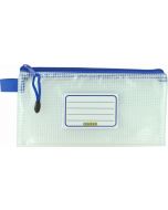 CLEAR MESH CASE - 23 X 12CM - BLUE ZIP - M2312B