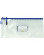 CLEAR MESH CASE - 34 X 15CM  - BLUE ZIP - M3415B