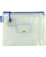 CLEAR MESH CASE - A5 - 26 X 20CM - BLUE ZIP - MA5B