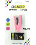 OSMER NO. 10 STAPLER WITH STAPLES - PINK - OS10SPINK