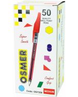 OSMER CAP MODEL MEDIUM TIP BALLPEN - BOX 50's - RED - OS7350