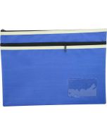 POLYESTER PENCIL CASE - 2 ZIP -35 X 26CM - BLUE - P3526B2