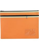 POLYESTER PENCIL CASE - 2 ZIP -35 X 26CM - ORANGE - P3526O2