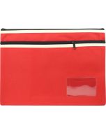 POLYESTER PENCIL CASE - 2 ZIP -35 X 26CM - RED - P3526R2