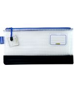 REINFORCED NYLON BOTTOM - CLEAR MESH CASE 34 X 17.5CM - BLUE ZIP - RM3417B