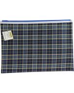 TARTAN BLUE DESIGN PENCIL CASE - GIANT 37.5 X 26CM - 1 ZIP - TARB37261