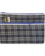 TARTAN BLUE DESIGN PENCIL CASE - GIANT 37.5 X 26CM - 2 ZIP - TARB37262