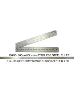 OSMER STAINLESS STEEL RULE - 100cm/40inches - DUAL SCALE - 100/40