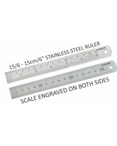 OSMER STAINLESS STEEL RULER - 15cm/6inch DUAL SCALE - 15/6
