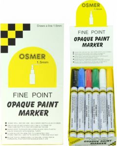 FINE TIP OSMER PAINT MARKERS - 1.5mm LINE - DOZEN - ASSORTED - 2519