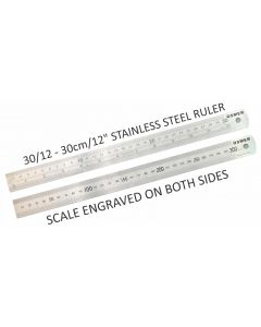 OSMER STAINLESS STEEL RULER - 30cm/12inches DUAL SCALE - 30/12