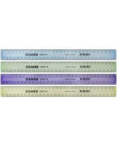OSMER ECONOMY 30CM/300MM PLASTIC RULER - TINTED - PACK OF 24 - 300P19