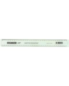 OSMER SHATTERPROOF 30CM/300MM PLASTIC RULER - CLEAR - PACK OF 24 - 30P