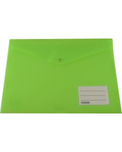 DOCUMENT WALLET - A4 - BUTTON CLOSURE - NAME POCKET - GREEN - A4W04N