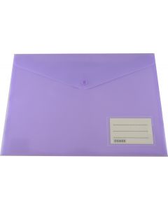 DOCUMENT WALLET - A4 - BUTTON CLOSURE - NAME POCKET - PURPLE - A4W05N