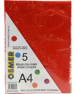 A4 SOLID BOOK COVERS - PACK OF 5 - BCA499