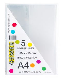 A4 CLEAR BOOK COVER  - PACK OF 5 - BCA4
