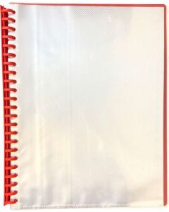 DISPLAY BOOK - CLEAR FRONT COVER - A4 20 POCKET - REFILLABLE - RED - CDIS03