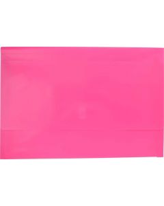 PLASTIC DOCUMENT WALLETS - FOOLSCAP - HOT PINK - DWF12