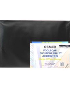 PLASTIC DOCUMENT WALLETS - FOOLSCAP - ASSORTED - DWF19