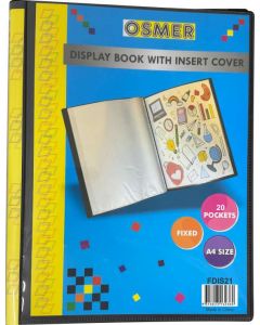 DISPLAY BOOK FIXED 20 POCKET - A4 - WITH INSERT COVER & SPINE - BLACK - FDIS21