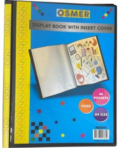 DISPLAY BOOK FIXED 40 POCKET - A4 - WITH INSERT COVER & SPINE - BLACK - FDIS41