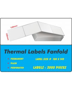 FANFOLD THERMAL LABELS - 100mm X 149mm - FF11415