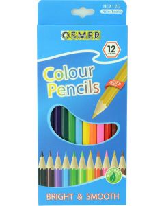 HEXAGONAL COLOUR PENCILS - 12 COLOURS - HEX12C