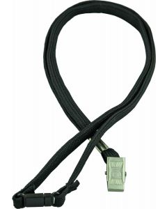 LANYARD - ALLIGATOR CLIP WOVEN WITH SAFETY RELEASE - BLACK - LA101