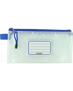 CLEAR MESH CASE - 23 X 12CM - BLUE ZIP - M2312B