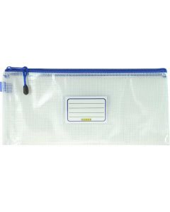 CLEAR MESH CASE - 34 X 15CM  - BLUE ZIP - M3415B