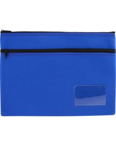 NEOPRENE NAME CARD PENCIL CASE - 2 ZIP - 35.5 X 26CM - BLUE - N3526B2