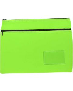 NEOPRENE NAME CARD PENCIL CASE - 2 ZIP - 35.5 X 26CM - GREEN - N3526G2