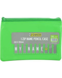 CLOTH BACKED PU WITH ALPHABET NAME CARD INSERT - 1 ZIP - 23 X 15.5CM - GREEN - NAM2315G