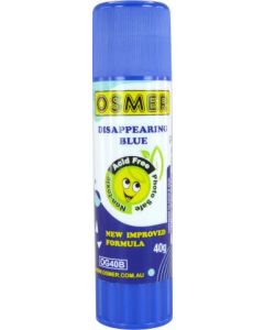 OSMER GLUE STICK -  DISAPPEARING BLUE 40 GRAM - TRAY OF 10 - OG40B