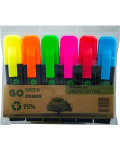 OSMER RECYCLED HIGHLIGHTERS - WALLET OF 6 - OH9196