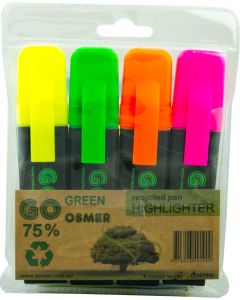 OSMER RECYCLED HIGHLIGHTERS - WALLET OF 4 - STANDARD - OH919W