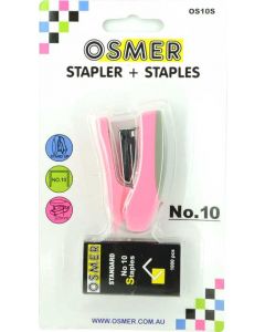 OSMER NO. 10 STAPLER WITH STAPLES - PINK - OS10SPINK