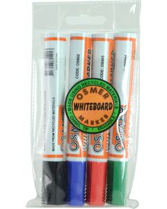 OSMER CHISEL TIP WHITEBOARD MARKER 4 COLOUR WALLET - OS819W