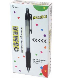 OSMER DELUXE RETRACTABLE BALLPEN - MEDIUM BLACK -DOZEN - OS961