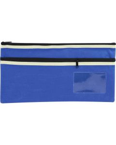 POLYESTER PENCIL CASE - 2 ZIP -35 X 18CM - BLUE - P3518B2