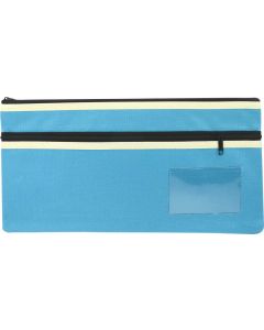 POLYESTER PENCIL CASE - 2 ZIP -35 X 18CM - LIGHT BLUE - P3518LB2